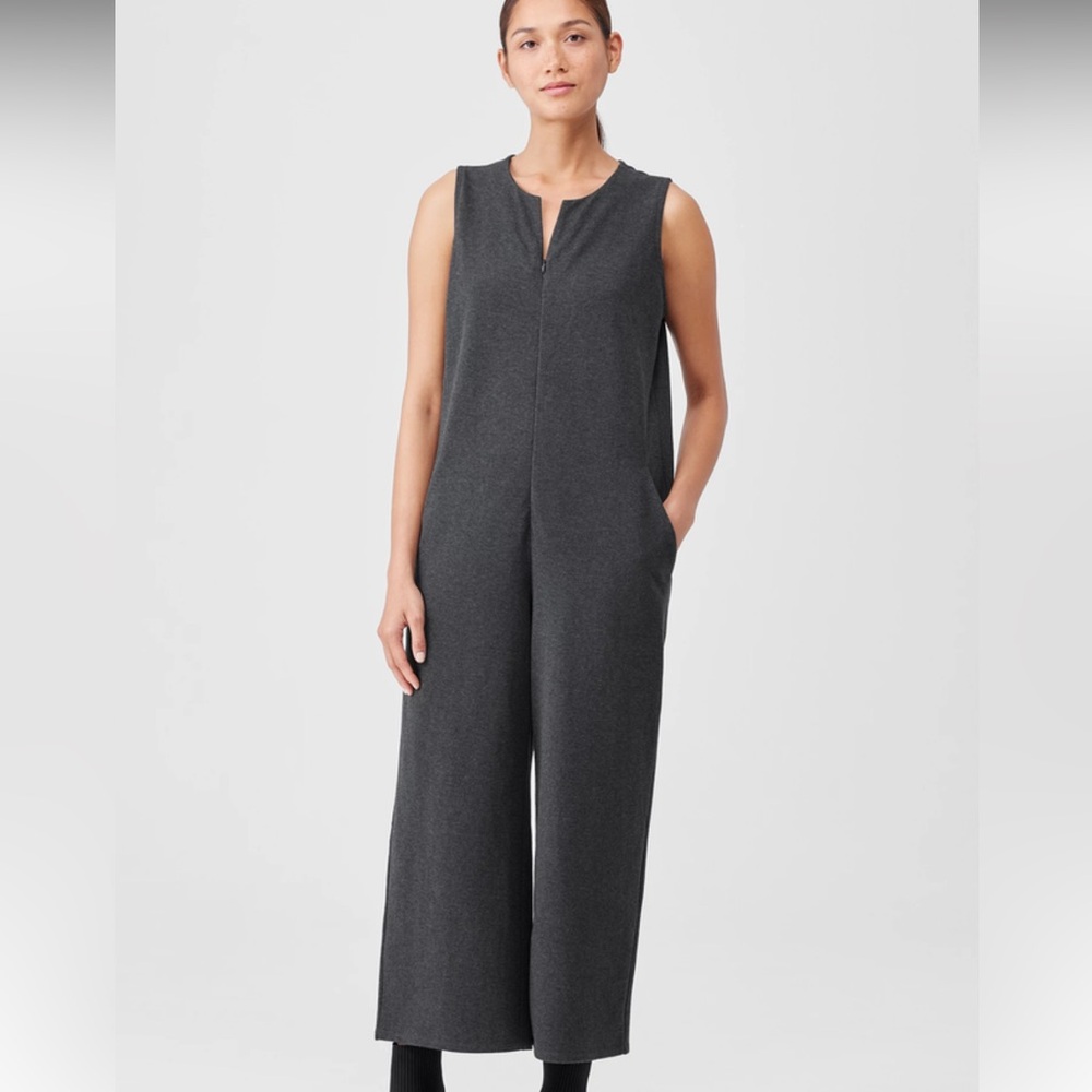 Eileen Fisher Sleeveless Black Jumpsuit size L euc